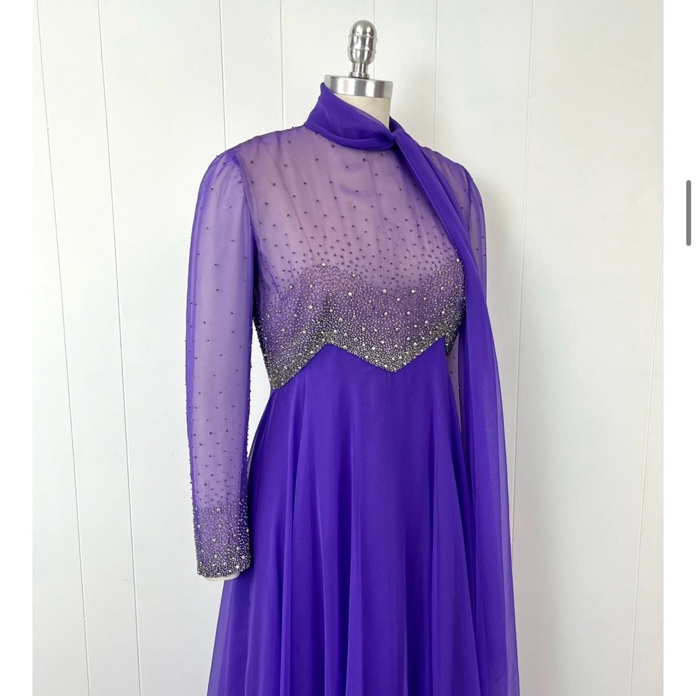 Vintage Victoria Royal Ltd Vibrant Purple Long Sleeve Dress